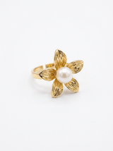 Anillo Enchapado Oro 18K Flor Blanca