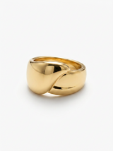 Anillo Enchapado Oro 18K Cruzado Grueso