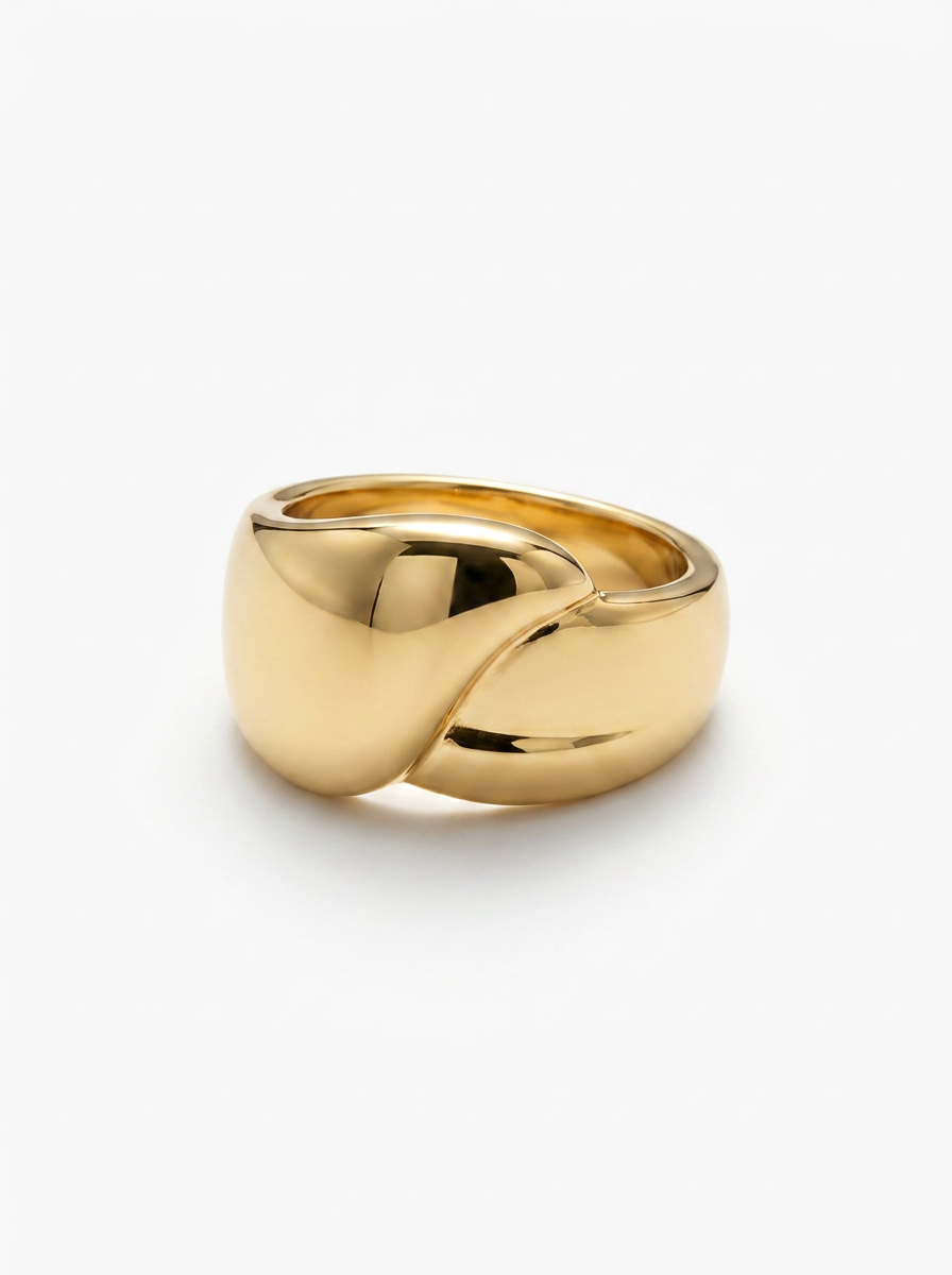 Anillo Enchapado Oro 18K Cruzado Grueso