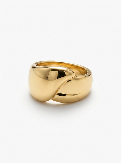Anillo Enchapado Oro 18K Cruzado Grueso