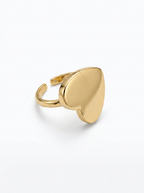 Anillo Enchapado Oro 18K Corazón Grande