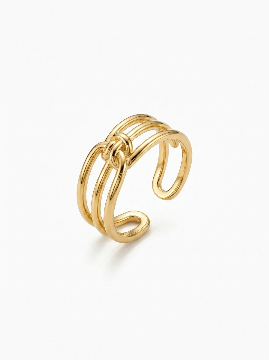 Anillo Enchapado Oro 18K Nudo Triple
