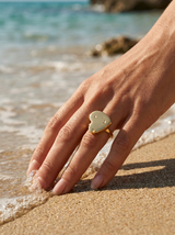 Anillo Enchapado Oro 18K Corazón Grande