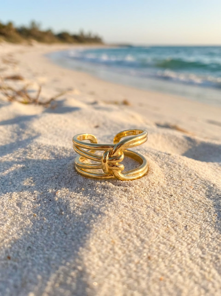 Anillo Enchapado Oro 18K Nudo Triple