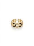 Anillo Enchapado Oro 18K Geométrico Negro