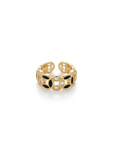 Anillo Enchapado Oro 18K Geométrico Negro
