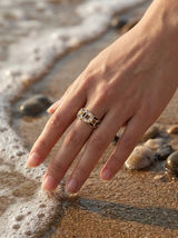 Anillo Enchapado Oro 18K Geométrico Negro