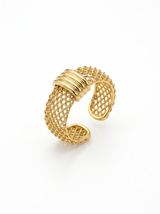 Anillo Enchapado Oro 18K Malla Tejida
