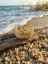 Anillo Enchapado Oro 18K Malla Tejida