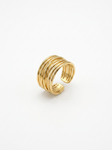 Anillo Enchapado Oro 18K Ondas Envolvente