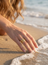 Anillo Enchapado Oro 18K Ondas Envolvente