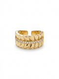 Anillo Enchapado Oro 18K Pliegues con Brillo