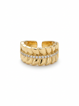 Anillo Enchapado Oro 18K Pliegues con Brillo