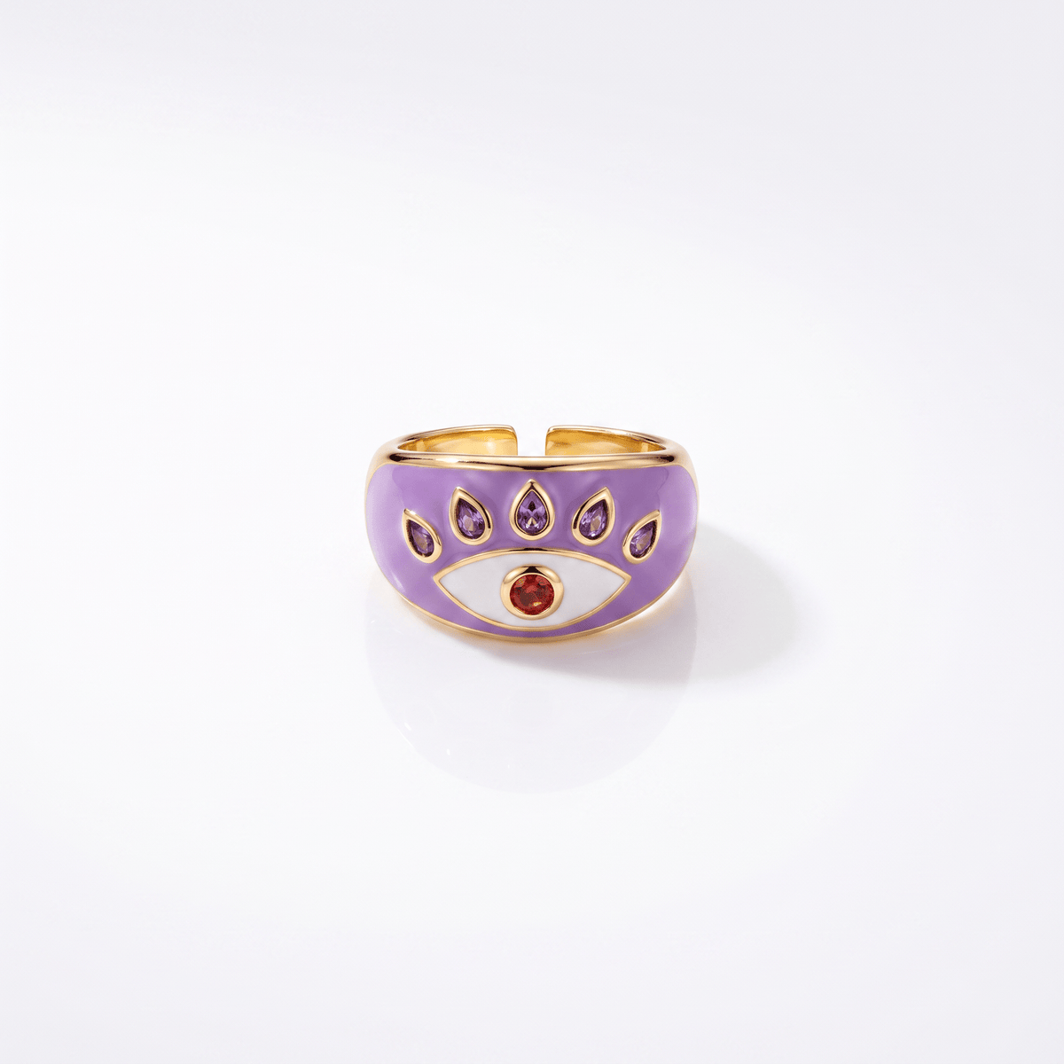 Anillo Enchapado Oro 18K Ojo Lila