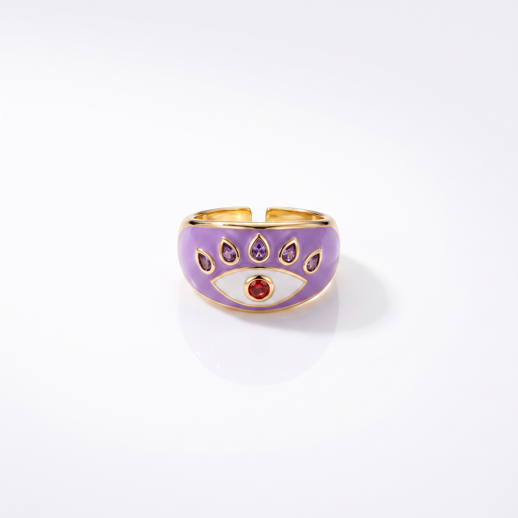 Anillo Enchapado Oro 18K Ojo Lila