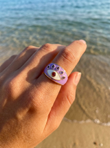 Anillo Enchapado Oro 18K Ojo Lila