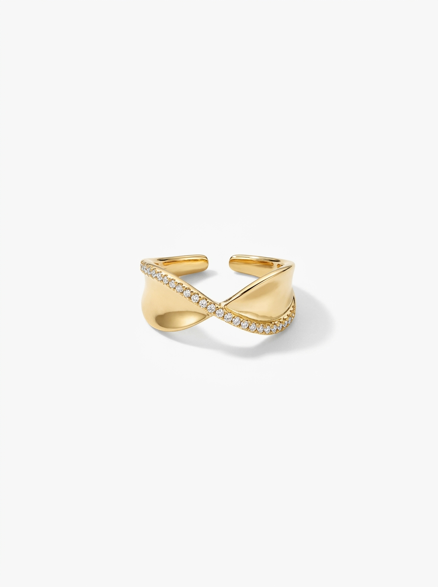 Anillo Enchapado Oro 18K Infinito con Brillo