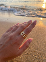 Anillo Enchapado Oro 18K Reja Geométrica