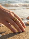 Anillo Enchapado Oro 18K Líneas Cruzadas
