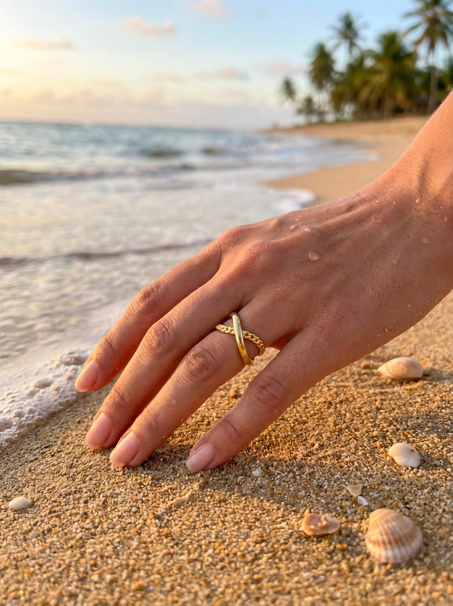 Anillo Enchapado Oro 18K Entrelazado Doble