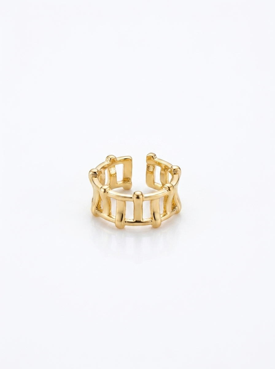 Anillo Enchapado Oro 18K Reja Geométrica