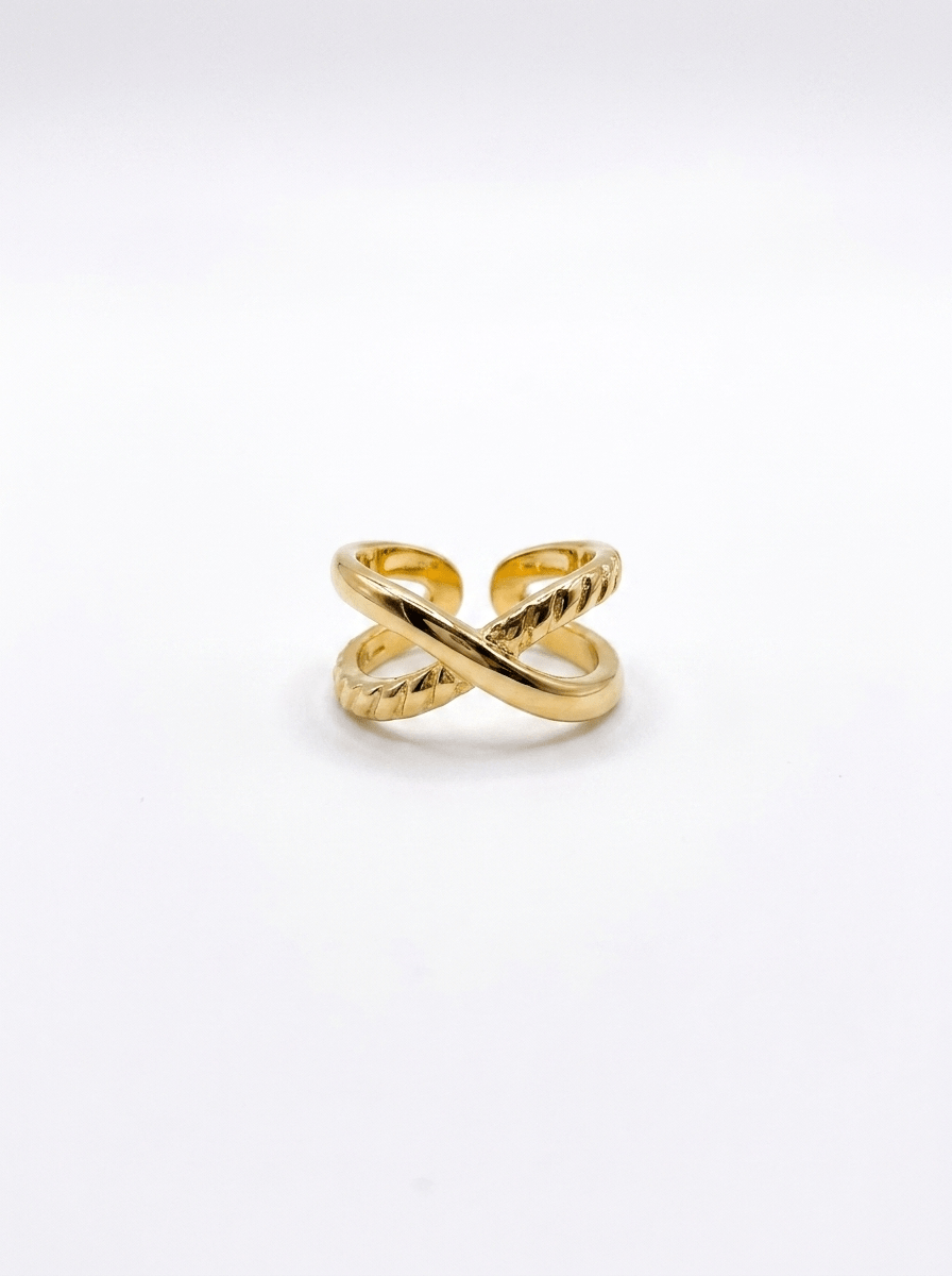 Anillo Enchapado Oro 18K Entrelazado Doble
