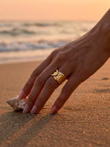 Anillo Enchapado Oro 18K Martillado Espiral