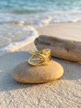 Anillo Enchapado Oro 18K Martillado Espiral
