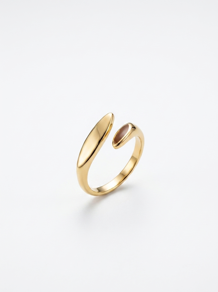 Anillo Enchapado Oro 18K Óvalo Abierto