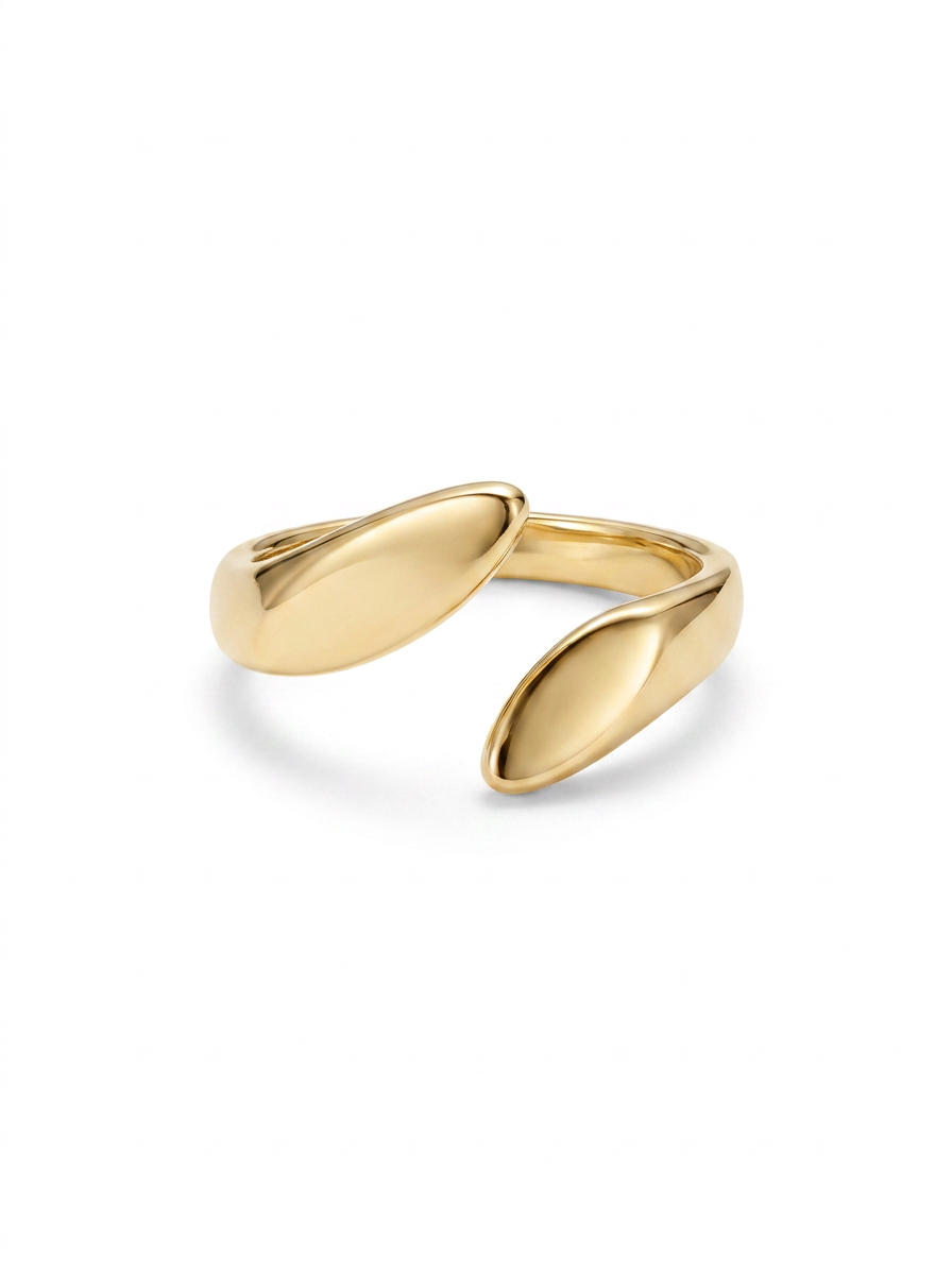Anillo Enchapado Oro 18K Óvalo Abierto