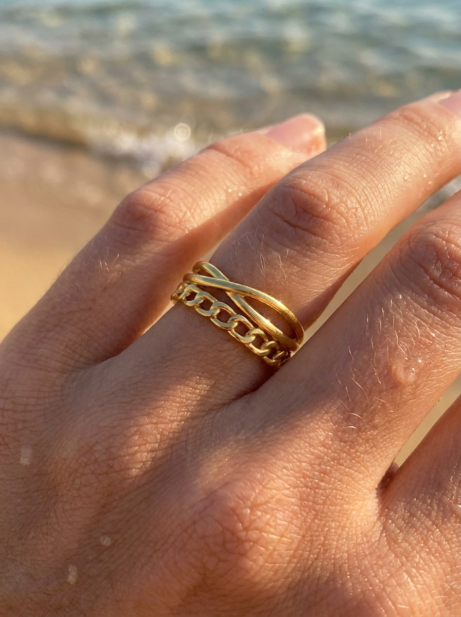 Anillo doble linea ajustable