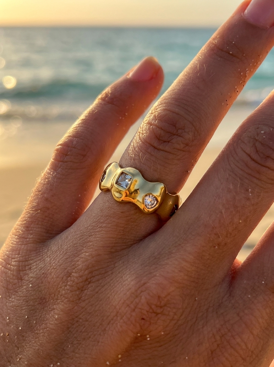Anillo ondulado, incrustaciones ajustable
