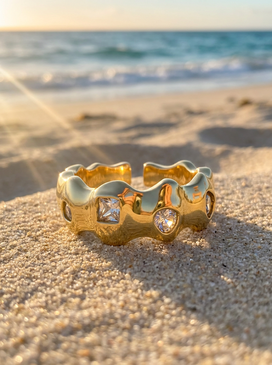 Anillo ondulado, incrustaciones ajustable