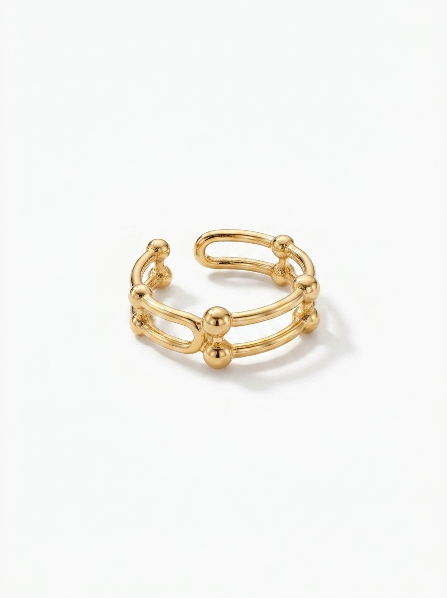 Anillo Enchapado Oro 18K Doble Esfera