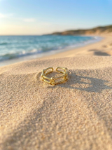 Anillo Enchapado Oro 18K Doble Esfera