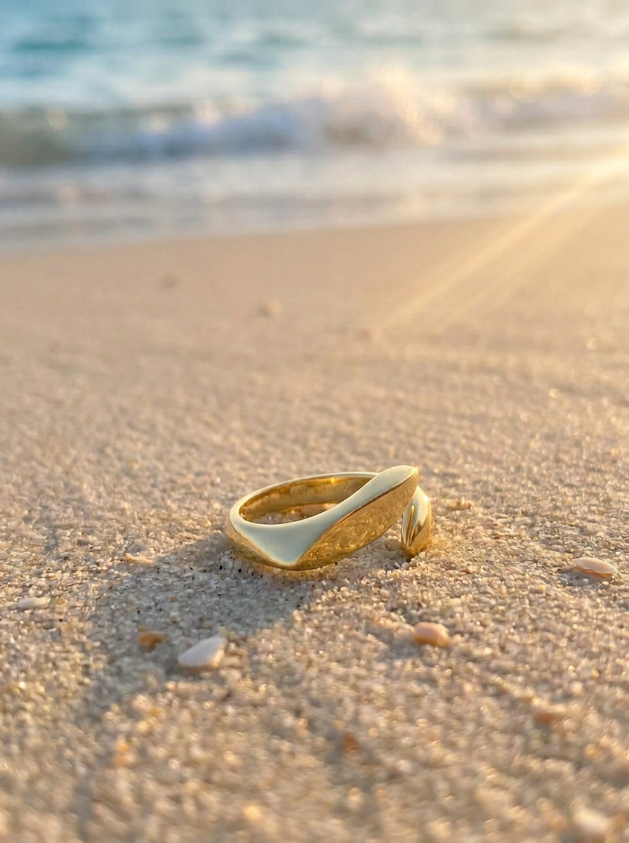 Anillo Enchapado Oro 18K Óvalo Abierto