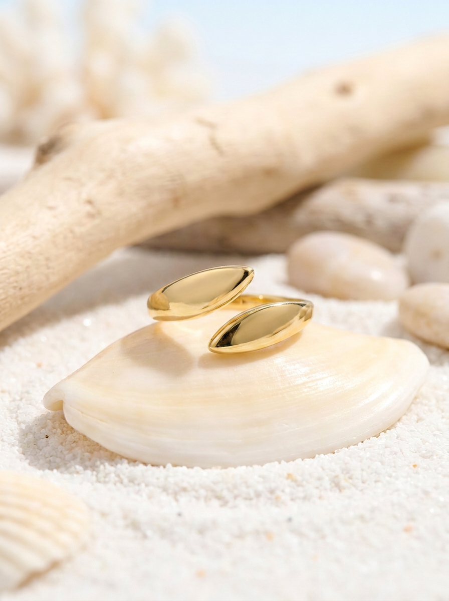 Anillo Enchapado Oro 18K Óvalo Abierto