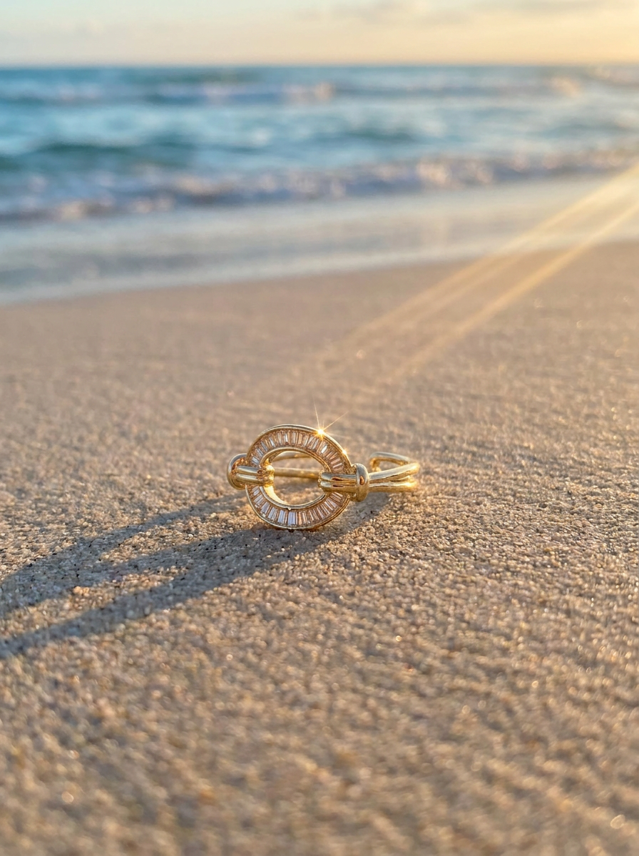 ⁠Anillo Enchapado Oro 18K Aura