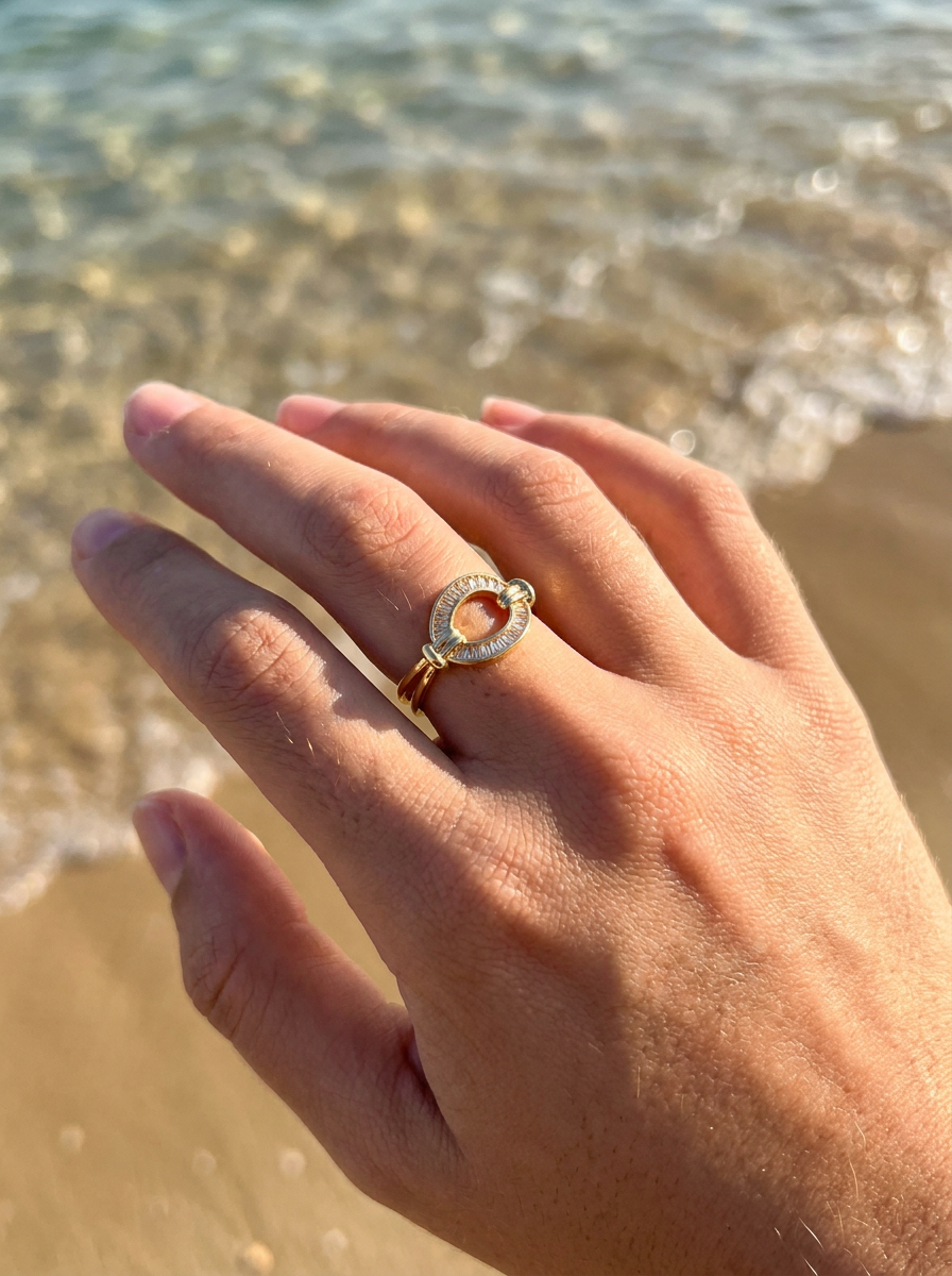⁠Anillo Enchapado Oro 18K Aura