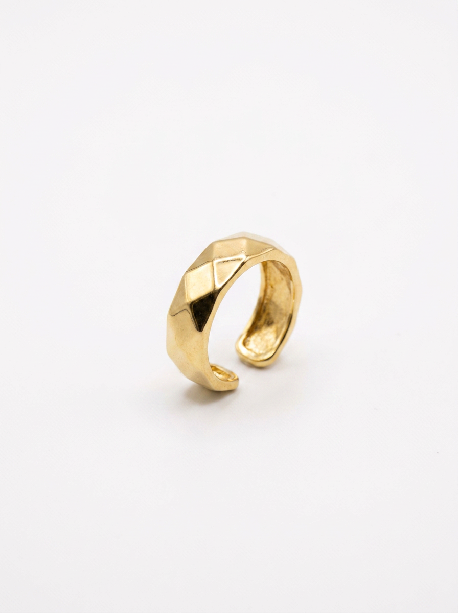 Anillo Enchapado Oro 18K Facetado