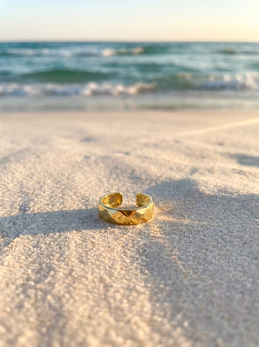 Anillo Enchapado Oro 18K Facetado