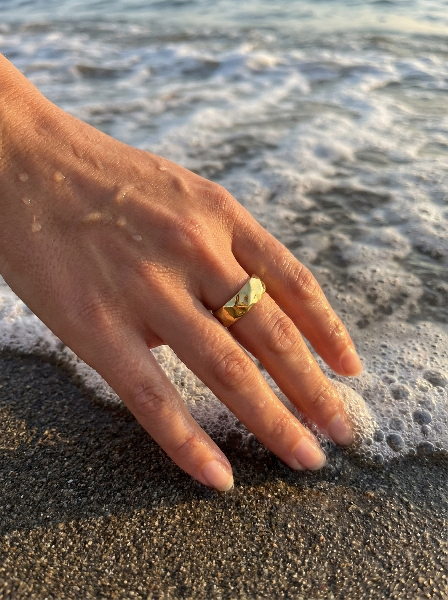 Anillo Enchapado Oro 18K Facetado