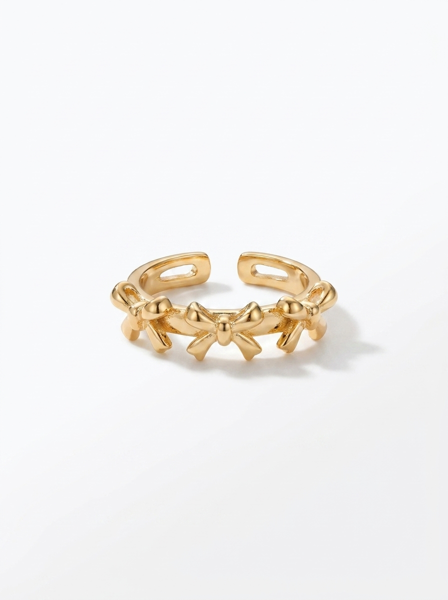 Anillo Enchapado Oro 18K Moños
