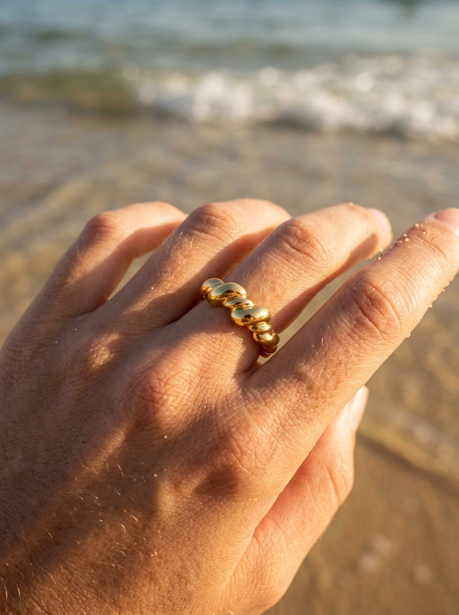 Anillo Enchapado Oro 18K Burbujas
