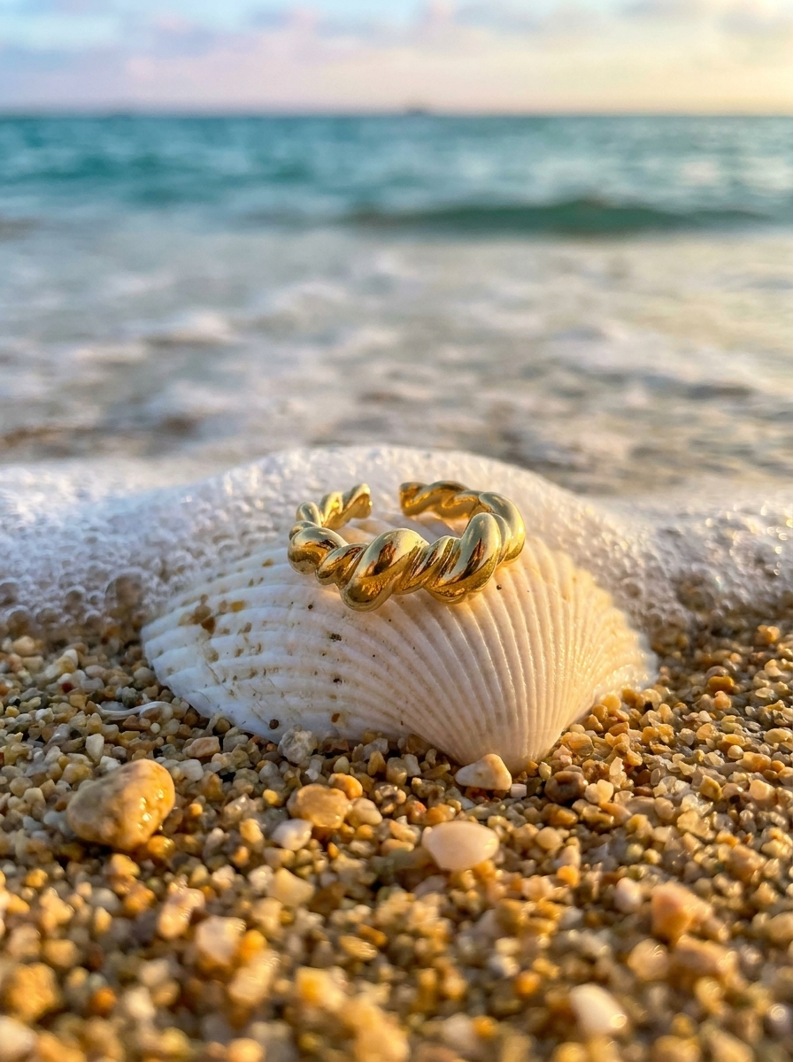 Anillo Enchapado Oro 18K Burbujas