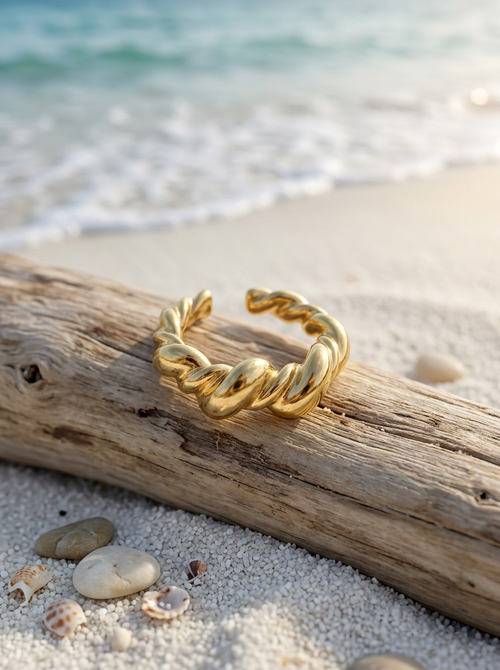 Anillo Enchapado Oro 18K Burbujas