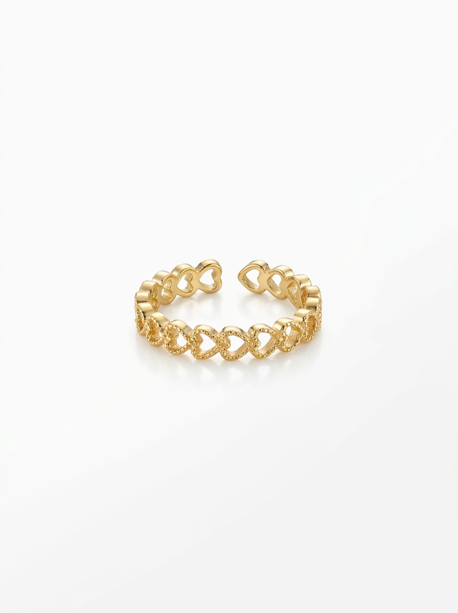 Anillo Enchapado Oro 18K Corazones