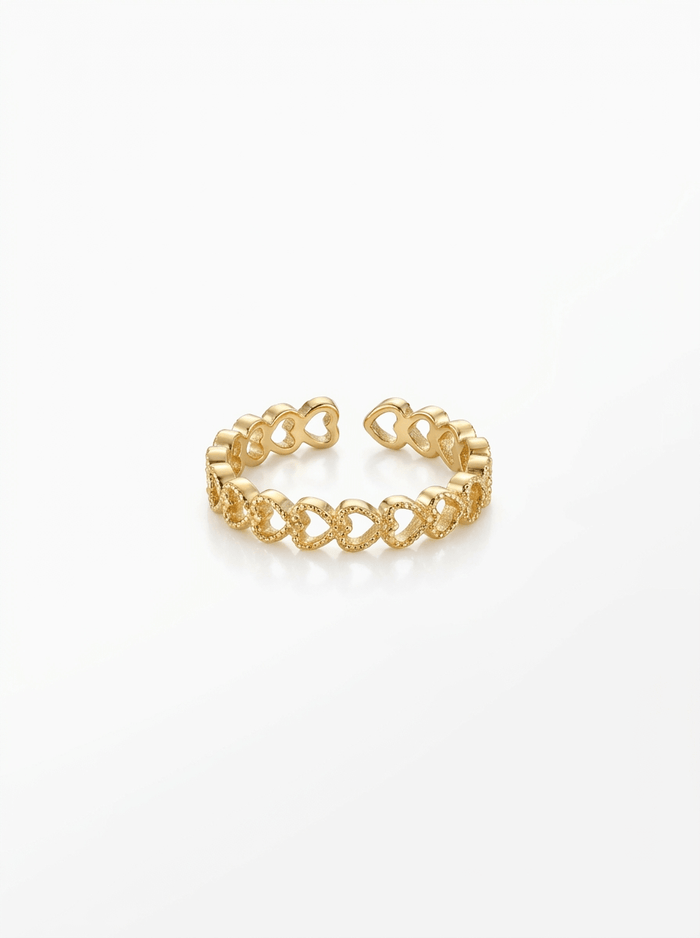 Anillo Enchapado Oro 18K Corazones
