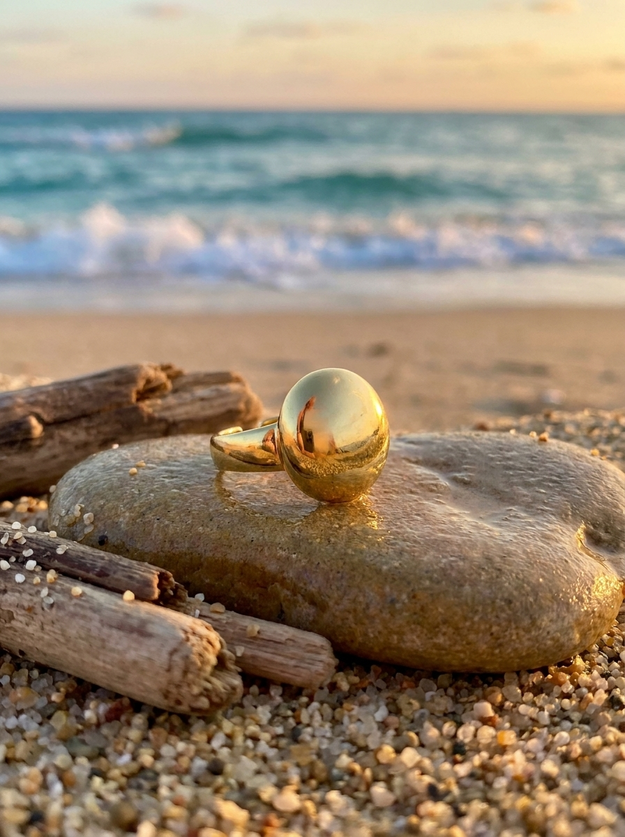 Anillo Enchapado Oro 18K Óvalo