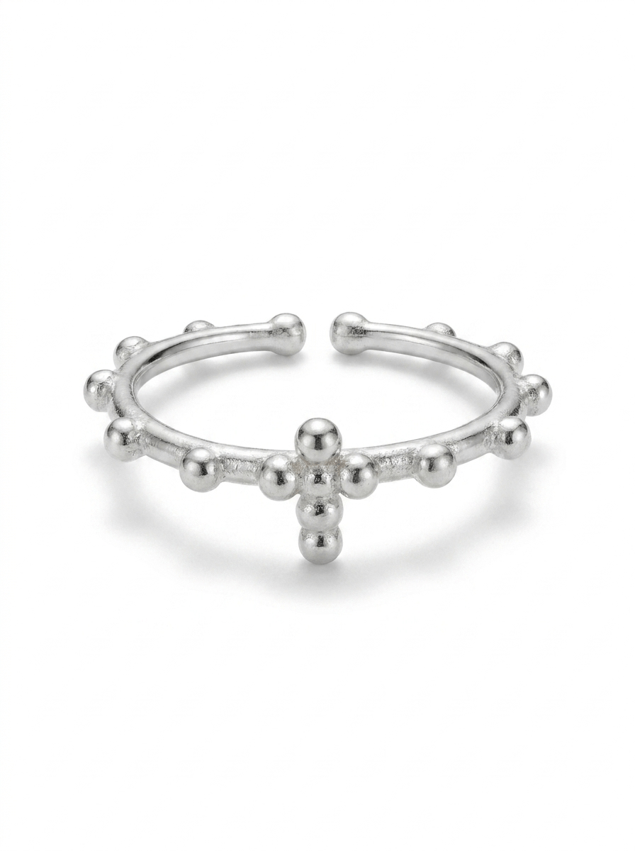 Anillo Enchapado Plata Cruz
